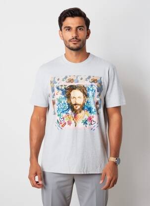 T-shirt tissage chiné manches courtes gris BOB homme