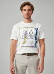T-shirt broderie manches courtes beige BOB homme