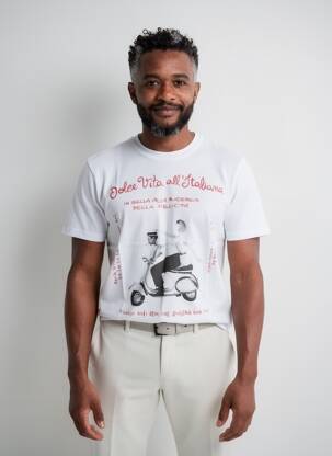 T-shirt coupe cintrée manches courtes blanc BOB homme