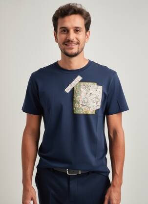 T-shirt coupe cintrée manches courtes bleu BOB homme