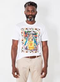 T-shirt broderie manches courtes blanc BOB homme