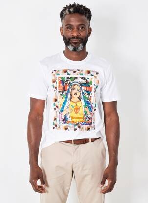 T-shirt broderie manches courtes blanc BOB homme