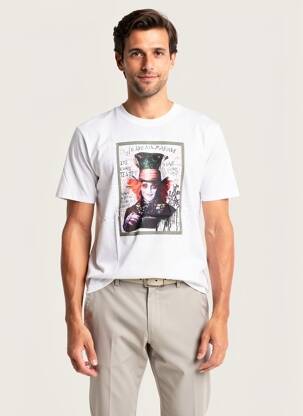 T-shirt broderie manches courtes beige BOB homme