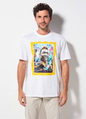 T-shirt broderie manches courtes blanc BOB homme