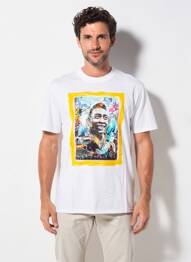 T-shirt broderie manches courtes blanc BOB homme