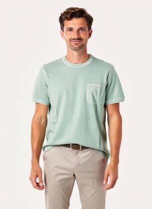 T-shirt coupe cintrée manches courtes vert BOB homme