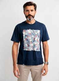 T-shirt broderie manches courtes bleu BOB homme