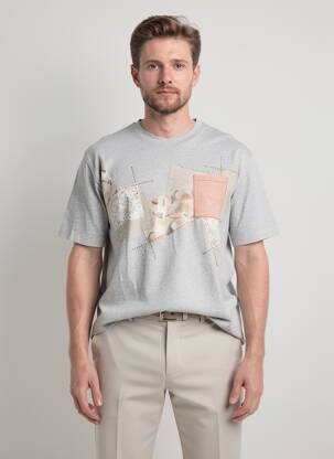 T-shirt tissage chiné manches courtes gris BOB homme