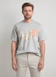 T-shirt tissage chiné manches courtes gris BOB homme