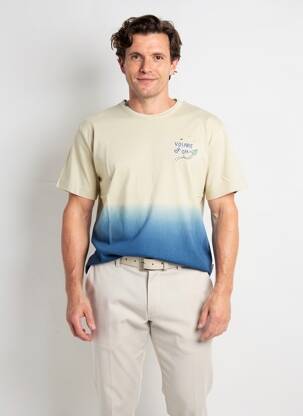 T-shirt broderie manches courtes bleu BOB homme