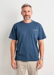 T-shirt broderie manches courtes bleu BOB homme