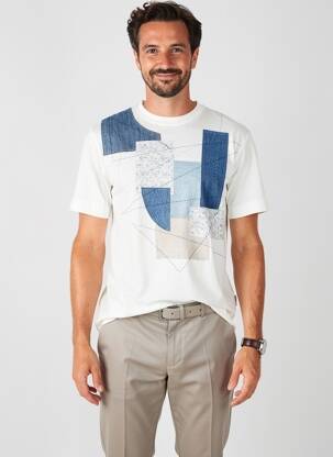 T-shirt broderie manches courtes blanc BOB homme