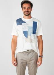 T-shirt broderie manches courtes blanc BOB homme