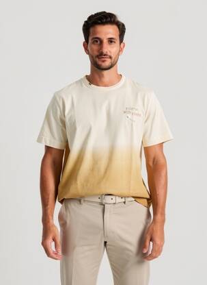 T-shirt broderie manches courtes beige BOB homme