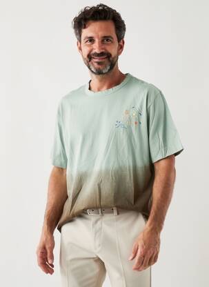 T-shirt broderie manches courtes marron BOB homme