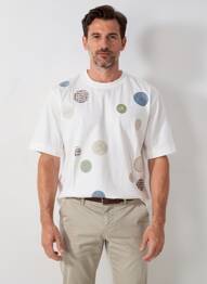 T-shirt broderie manches courtes beige BOB homme