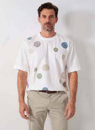 T-shirt broderie manches courtes beige BOB homme