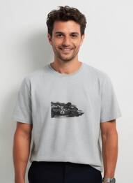 T-shirt tissage chiné manches courtes gris TRAMAROSSA homme