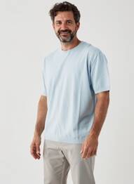 Pull stretch manches courtes bleu TRAMAROSSA homme
