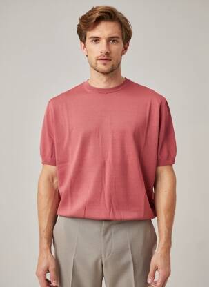 Pull stretch manches courtes rose fonce TRAMAROSSA homme