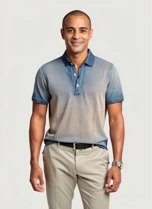 Polo stretch manches courtes bleu BOB homme