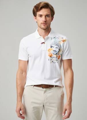 Polo stretch manches courtes blanc BOB homme