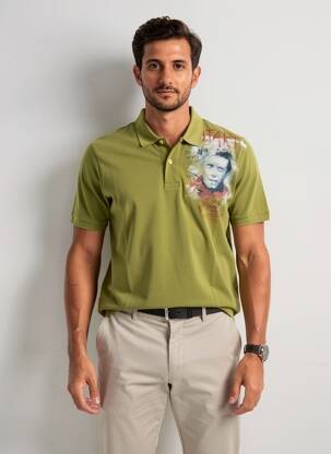 Polo sérigraphie manches courtes vert BOB homme