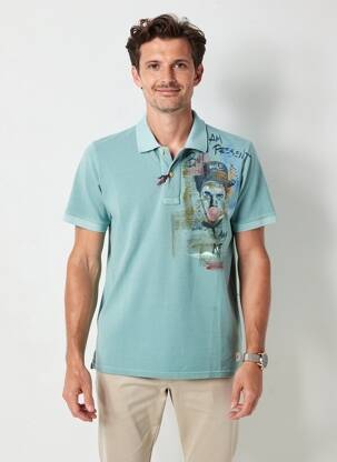 Polo sérigraphie manches courtes bleu BOB homme
