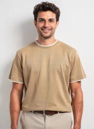 Pull stretch manches courtes marron BOB homme