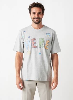 T-shirt tissage chiné manches courtes gris BOB homme