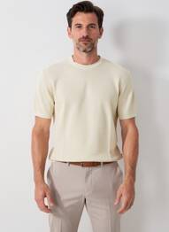 Pull maille souple et aérée manches courtes beige BOB homme