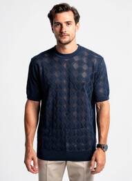 Pull stretch manches courtes bleu BOB homme