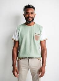 Pull stretch manches courtes vert BOB homme