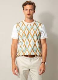 Pull col rond manches courtes beige BOB homme