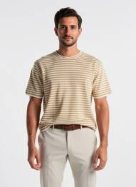 Pull stretch manches courtes beige BOB homme