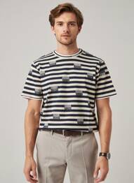 Pull stretch manches courtes bleu BOB homme