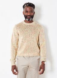 Pull maille souple et aérée manches longues beige BOB homme