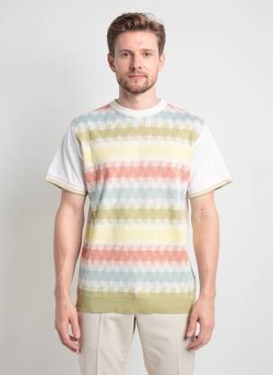 Pull col rond manches courtes vert BOB homme