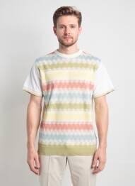 Pull col rond manches courtes vert BOB homme