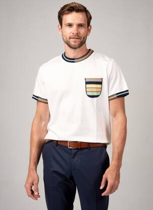 T-shirt stretch manches courtes blanc BOB homme