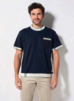 T-shirt stretch manches courtes bleu BOB homme