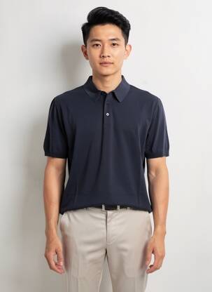 Pull stretch manches courtes bleu TRAMAROSSA homme