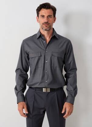 Chemise manches longues coupe cintrée gris XACUS homme