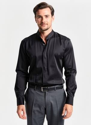 Chemise manches longues fermeture boutonnée sur le devant noir XACUS homme
