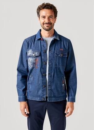 Veste casual fermeture boutonnée sur le devant bleu BOB homme