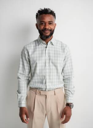 Chemise manches longues imprimé écossais vert XACUS homme