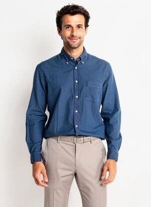 Chemise manches longues coupe cintrée bleu XACUS homme