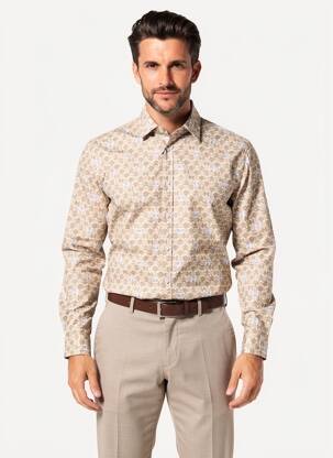 Chemise manches longues coupe cintrée marron XACUS homme