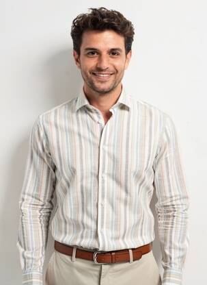 Chemise manches longues coupe cintrée beige XACUS homme