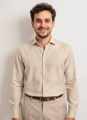 Chemise manches longues coupe droite beige XACUS homme